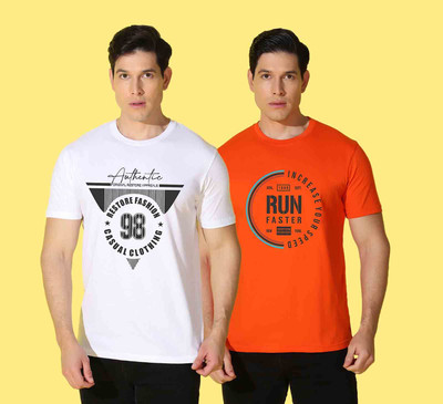 WOOSTRO Printed Men Round Neck Multicolor T-Shirt