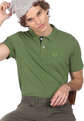 Arrow Sport Solid Men Polo Neck Green T-Shirt