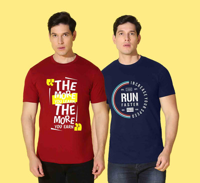 WOOSTRO Printed Men Round Neck Multicolor T-Shirt