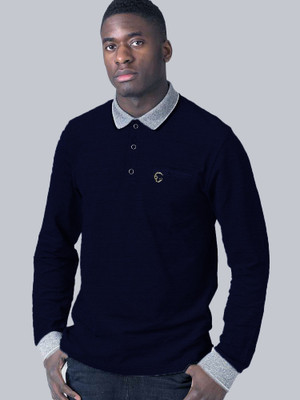 Gumnaam Colorblock Men Polo Neck Reversible Navy Blue T-Shirt
