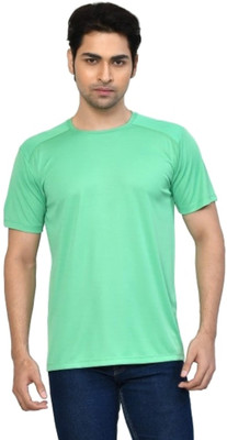 altius Solid Men Round Neck Light Green T-Shirt