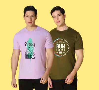 WOOSTRO Printed Men Round Neck Multicolor T-Shirt