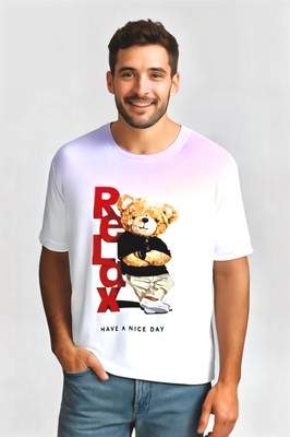 Royal Creations By Rv Printed Men Round Neck White T-Shirt
