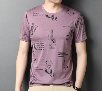 sti Printed Men Round Neck Purple T-Shirt