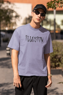 HouseOfCommon Printed Men Round Neck Purple T-Shirt