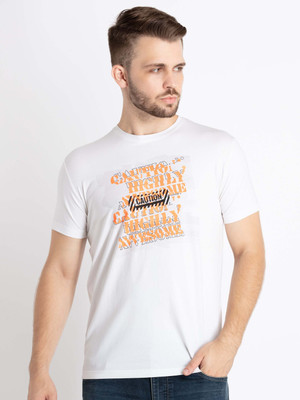 Status Quo Printed Men Round Neck White T-Shirt
