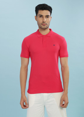 Force NXT Solid Men Polo Neck Pink T-Shirt