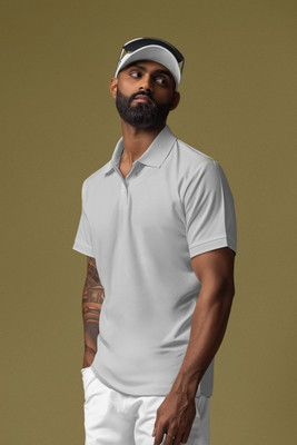 WardrobeChoice Solid Men Crew Neck Grey T-Shirt
