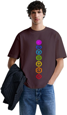 NOTSOFIT Printed Men Round Neck Brown T-Shirt