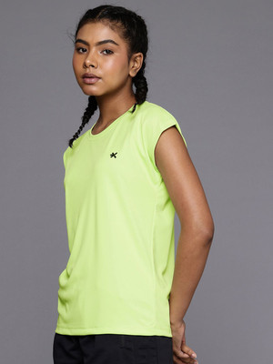 HRX by Hrithik Roshan Solid Women Round Neck Light Green T-Shirt