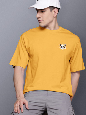 PATOIS Printed Men Round Neck Yellow T-Shirt