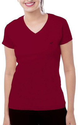 BRIDALADIESINNERWEAR Solid Women V Neck Red T-Shirt