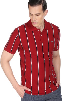 Arrow Sport Striped Men Polo Neck Red T-Shirt