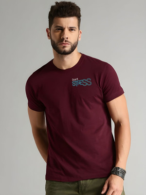 SZN Graphic Print Men Round Neck Maroon T-Shirt