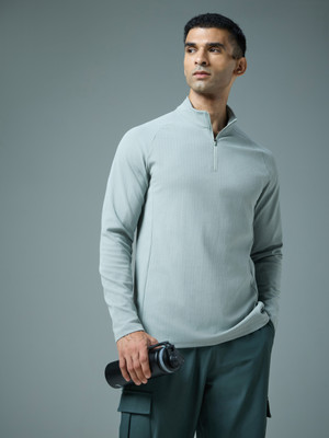 TECHNOSPORT Solid Men Polo Neck Light Blue T-Shirt