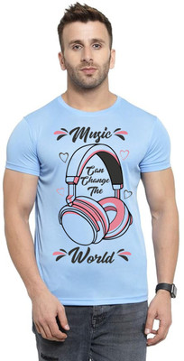 ManGOD Printed Men Round Neck Blue T-Shirt