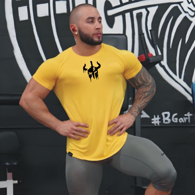 SPOWEARY Printed Men Round Neck Yellow T-Shirt
