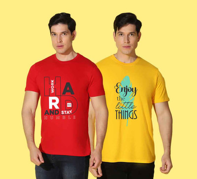 WOOSTRO Typography Men Round Neck Multicolor T-Shirt