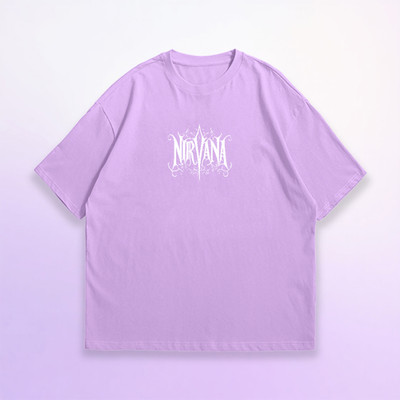 Rainbow Printed Couple Round Neck Purple T-Shirt