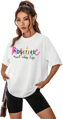 SHODOX Printed Women Round Neck White T-Shirt