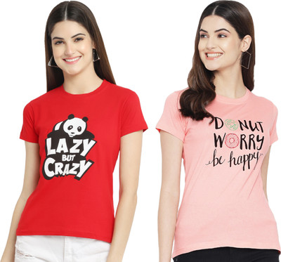 Tromko Printed Women Round Neck Multicolor T-Shirt
