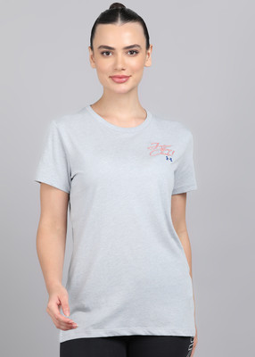 UNDER ARMOUR Printed Women Round Neck Grey T-Shirt
