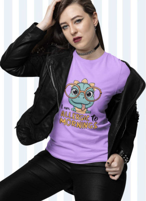 PD CLORI Graphic Print Women Round Neck Purple T-Shirt