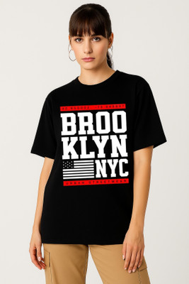 Be Crazy Typography Women Round Neck Black T-Shirt