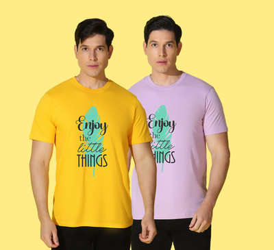 WOOSTRO Printed Men Round Neck Multicolor T-Shirt