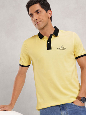 NAUTICA Solid Men Polo Neck Yellow T-Shirt