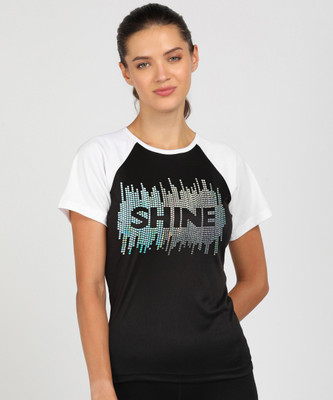 SHASHVI Typography Women Round Neck Black, White T-Shirt