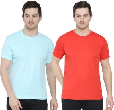 YUALIN CREATION Solid Men Crew Neck Multicolor T-Shirt