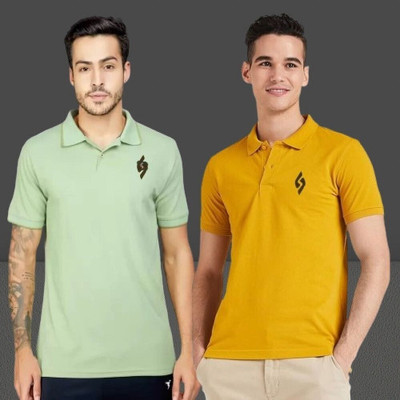 cnw Solid Men Polo Neck Multicolor T-Shirt