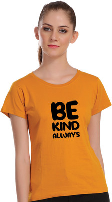 APE Printed Women Round Neck Yellow T-Shirt