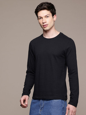 Moda Rapido Solid Men Round Neck Black T-Shirt