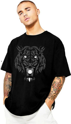 Asher Dean Printed Men Round Neck Reversible Black T-Shirt