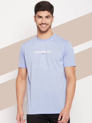 UBX Printed Men Round Neck Light Blue T-Shirt
