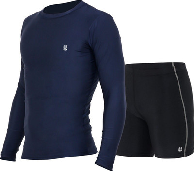 unbeatable Solid Men Round Neck Dark Blue T-Shirt