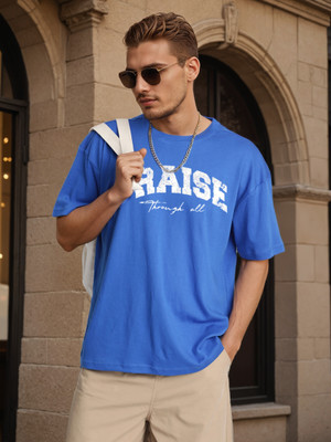 Bene Kleed Typography Men Crew Neck Blue T-Shirt