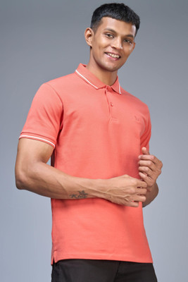 Maxzone Solid Men Polo Neck Orange T-Shirt