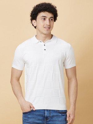 BEING HUMAN Solid Men Polo Neck White T-Shirt