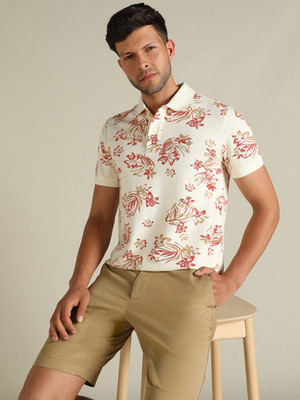 Dockers Printed Men Polo Neck Beige T-Shirt