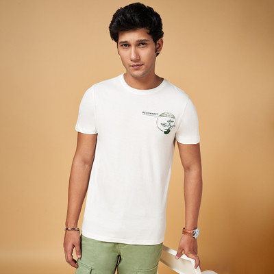 Urban Ranger by Pantaloos Printed, Typography Men Round Neck White T-Shirt