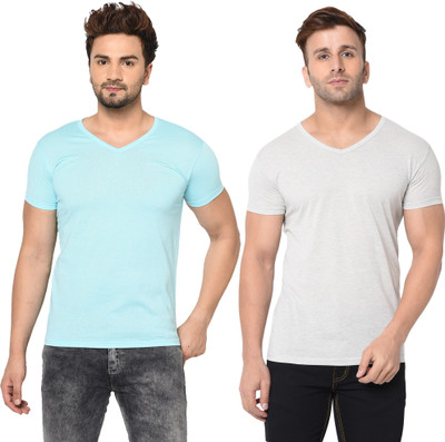 Tresna Trendy Solid Men V Neck Multicolor T-Shirt