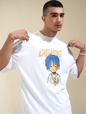 HIGHLANDER Printed Men Round Neck White T-Shirt