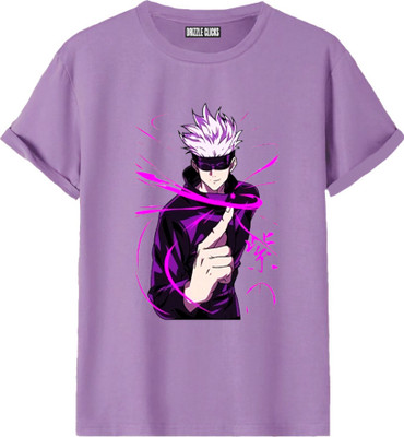 DrizzleClicks Boys Graphic Print Cotton Blend Regular T Shirt(Purple, Pack of 1)