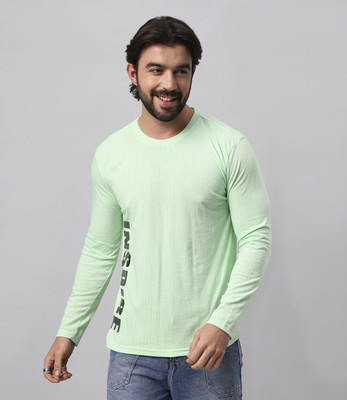 BE POSITIVE Typography Men Round Neck Light Green T-Shirt