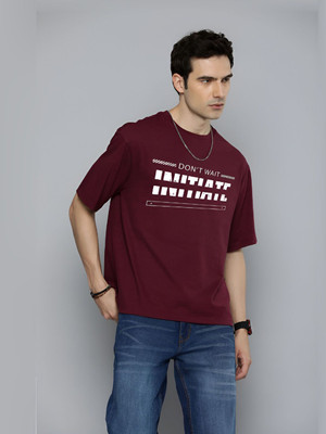 R.Code by The Roadster Life Co. Graphic Print Men Round Neck Maroon T-Shirt