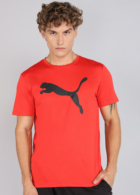 PUMA Solid Men Crew Neck Red T-Shirt