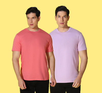 WOOSTRO Solid Men Round Neck Multicolor T-Shirt